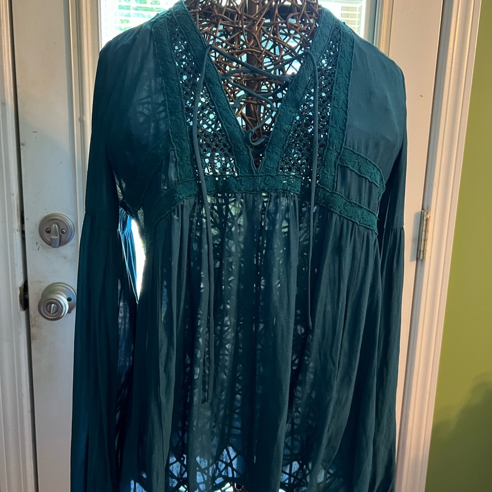 Elegant Teal Lace Women's Top